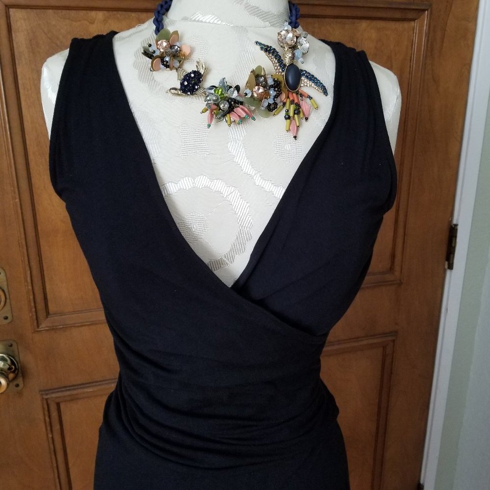 Cabi Sleeveless Ruched V Neck LBD - Size S